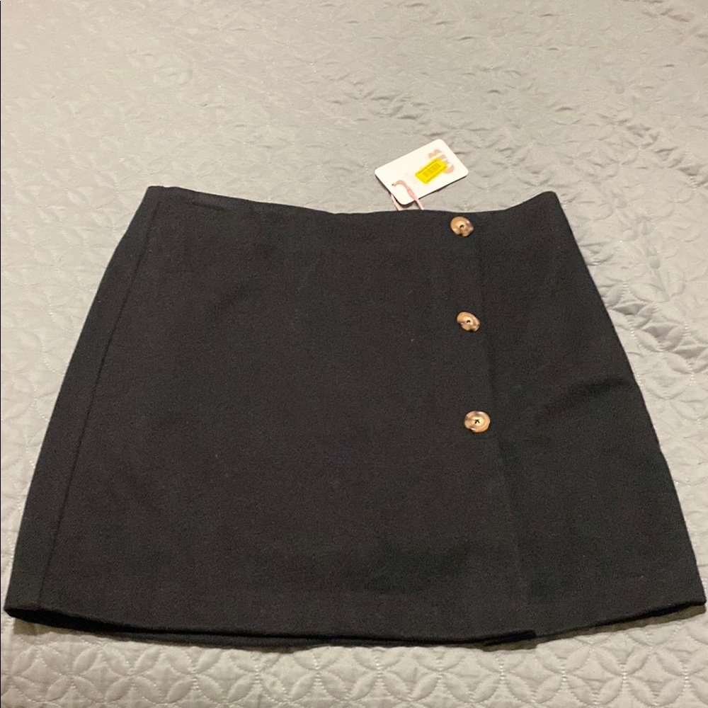 Gianni Bini Black Mini Pencil Skirt with Wrap Design